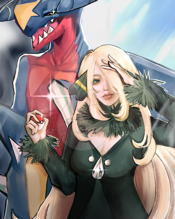Cynthia and Garchomp Commission