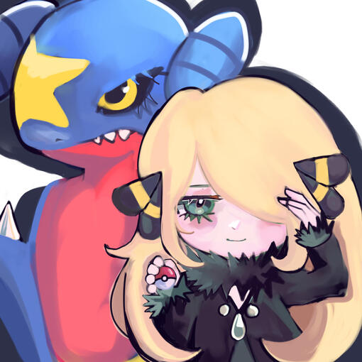 Chibi Cynthia and Garchomp